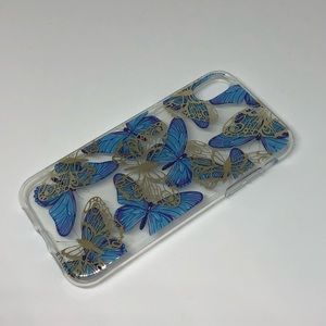 NEW Claire’s Blue Butterfly Clear IPhone XR Case Gold Butterfly Outlines